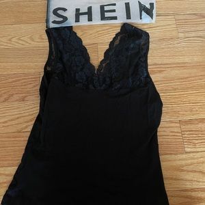 New shein black lack shoulder top size 6